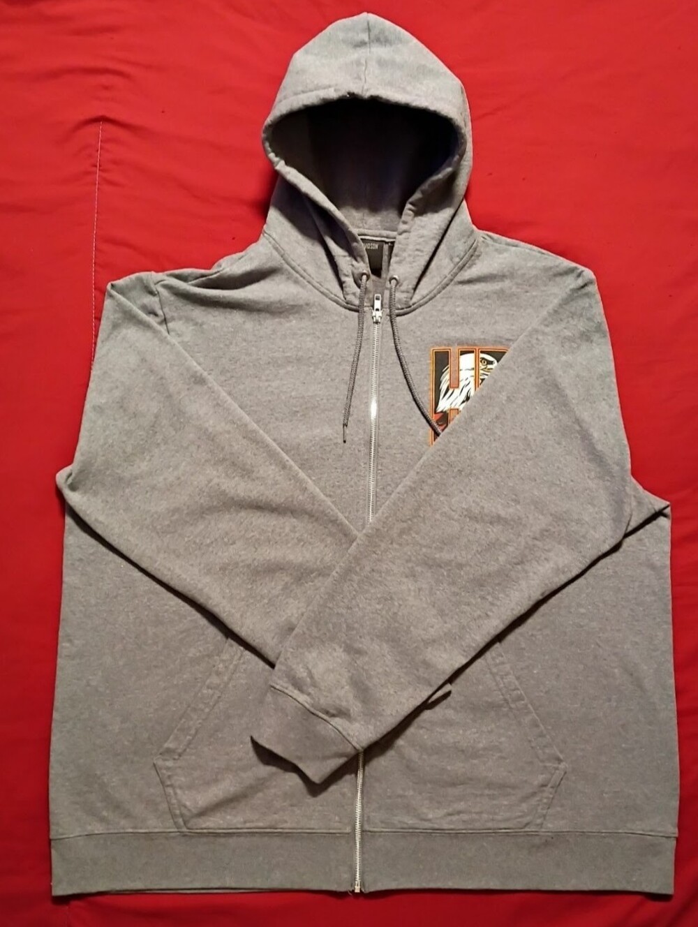 Harley-Davidson Gray Full-Zip Hooded Sweatshirt with Chest Graphics Size 2XL